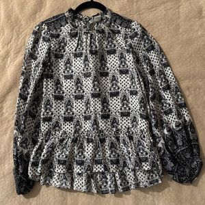 Anthropologie 100% silk printed blouse